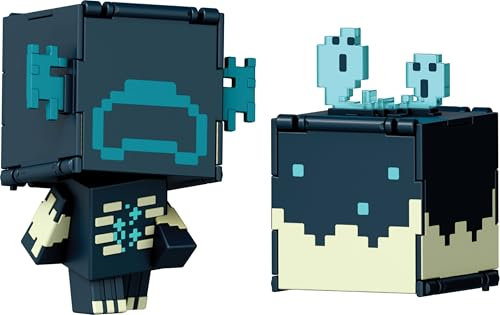 Mattel Minecraft Flippin’ Figs Figures with 2-in-1 Fidget Play, 3.75-in Scale, Large Heads & Pixelated Design (Characters May Vary)