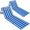 Detex® Set de 2 Tapis de Plage Bleu et Blanc 158x56 cm transat rembourré avec Dossier Pliable natte de Plage transportable extérieur