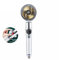 WENH Druckduschkopf, wassersparend, 360° drehbar, Doppel-Turbo, Druckpropeller-Ventilator, Duschkopf, Badezimmerzubehör(Transparent Shank)
