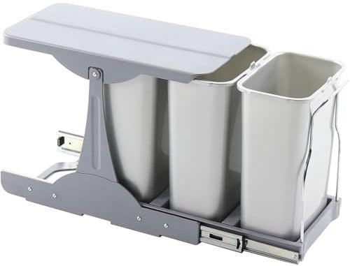 EKOTECH Einbau-Abfallsammler Patty 30 3 x 8 Liter Kunststoff Grau