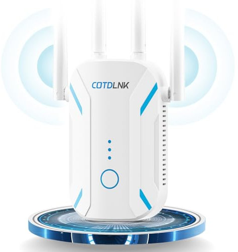 COTDLNK 2025 WLAN Verstärker WLAN Repeater für zu Hause WiFi Internet Verstärker 1200Mbit/s Dual Band 5GHz & 2,4GHz, mit Ethernet-Anschluss, einfache Einrichtung, EU-Stecker