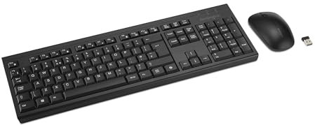 Kensington KM270 EQ Set Wiederaufladbare kabellose Full-Size Tastatur und beidhändige geräuschlose Maus für PC und Laptop, 2,4 GHz & BT 5.0, spritzwassergeschützt, QWERTZ ISO-Layout, Schwarz, K75560DE
