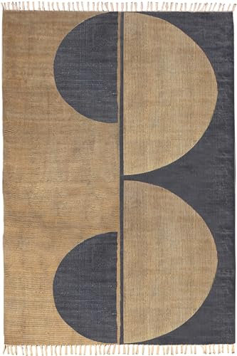 Kelim-Teppich, waschbar, Flachgewebe, für großes Schlafzimmer, Wohnzimmer, Essbereich, 17,8 x 25,4 cm, Braun / Blau