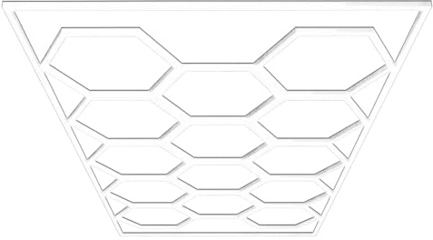 Barberpub Hexagon LED Garage Light, 3 niveaux de luminosité réglables, 68970LM 6500K Hexagon LED Light pour atelier, salon de coiffure, 14 grilles (LP005/non dimmable, cadre en PVC)