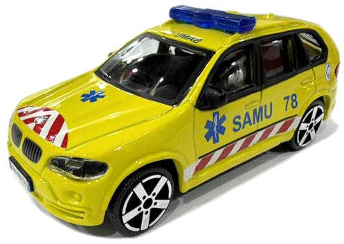 alles-meine.de GmbH B*M*W X5 E70 Gelb Samu Notarzt SUV 2006-2013 1/43 Burago Modell Auto mit individiuellem Wunschkennzeichen