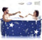 Baignoire pliable portable extra large de 140 cm avec cadre en métal pour adulte, baignoire SPA familiale avec couvercle pour petite salle de bain (Style d'étoiles LK1)
