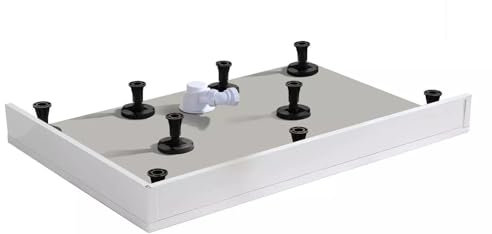 Corner Shower Enclosure White Screen Print Walk in Cubicle Sliding Door Entry Shower Tray and Riser Kit Options (Tray Riser Kit)
