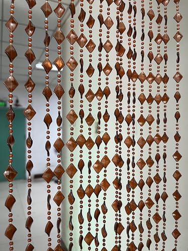 ZiDeTang Acrylic Maple Leaves Diamond Décor Beaded Door Curtain String Doorway Room Divider Window Tassel Blind Screen Panel (39.3x76.7,Brown)