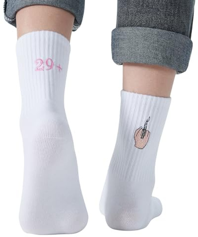 CL&MH Gestickte Socken zum 30. Geburtstag, Socken Happy 30, lustiges Geschenk zum 30. Geburtstag, hochwertige Stickerei mit 29+ Majors