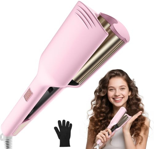 UMIGA Welleneisen FüR Haare, Hair Waver 2-fach Barrel, Beach Waves Lockenstab Für Volumizing Haar, Französischer Wellen Lockenstab Hair Curler 30s Schnellheizung Styling-Tool