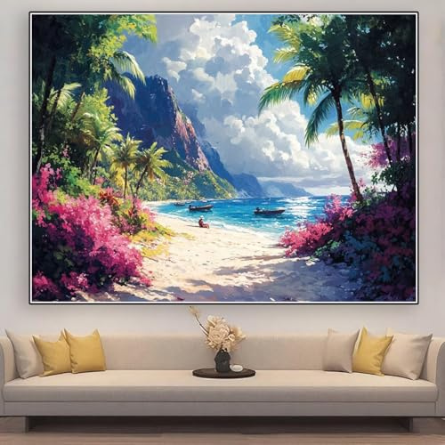 Diamond Painting Erwachsene Strand Diamond Painting xxl 120x90cm 2025 Neue Diamant Malerei Bilder Wald,DIY Full Drill Eckige Steine Kristall Diamant Stickerei Kreuzstich Leinwand Wand Dekor zhad858