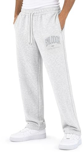 SMILODOX Jogginghose Herren Oswin, Oversized Fit Trainingshose mit elastischem Bund & verstellbarem Kordelzug, Logo-Print, praktische Seitentaschen, Lange Sporthose für Freizeit und Sport