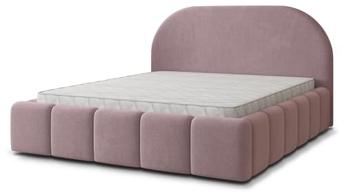 Masseno Polsterbett FLUSSO SR 160x200 cm, Doppelbett, Bettkasten, Stauraum, Lattenrost Und Kopfteil - Rosa, SORO 61