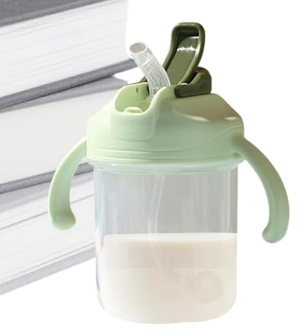 Genérico Vaso con pajita,Transición para dejar el biberón, apto para lavavajillas 300ml - Vaso de aprendizaje con pajita - para Leche en Polvo, Hogar, Guardería, Dormitorio, Viaje y