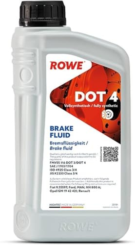 ROWE Bremsflüssigkeit Bremsöl + BRAKE FLUID 1Liter | 25101-0010-99, Hightec Brake Fluid Dot 4