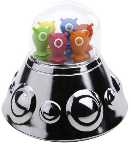 Balvi Tenedor Aperitivo UFO Party con 6 Palillos metálicos con Forma de Extraterrestres con Base en f