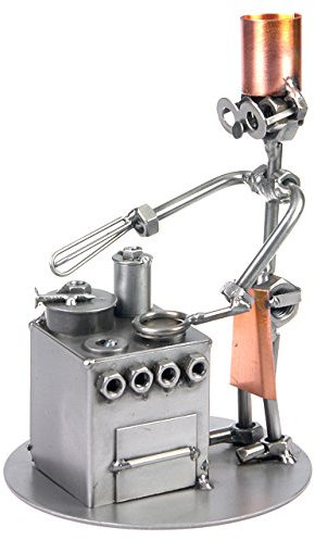 metalman24 Schraubenmännchen Koch - Handarbeit Geschenkidee Metallfigur Metallmännchen Stahlfigur Schraubenmännle - Deko für Büro & Zuhause