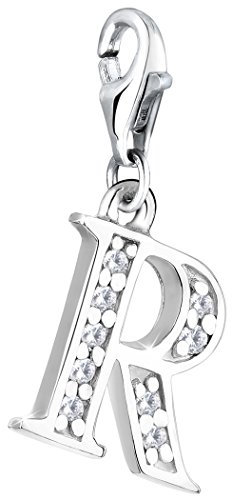Nenalina Buchstabe R Karabiner Charm Anhänger für Bettelarmband aus 925 Sterling Silber 712718-019