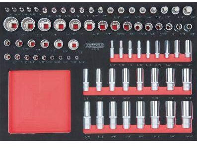 KS Tools 7111075 SCS Steckschlüssel-Satz, 75-teilig, 1/4 + 3/8 + 1/2, 1/1 Systemeinlage