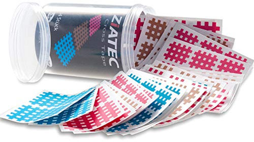 ZiATEC Cross Tapes Box mit 102 | 204 Pflastern in praktischer Schutzdose | Gittertape, Akupunktur-Pflaster, Größe:Universalgröße, Farbe:mix
