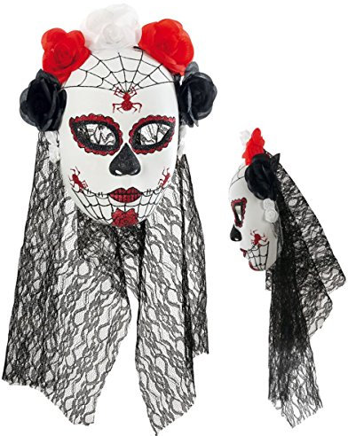 Fritz Fries & Söhne GmbH Halbmaske Mexikanischer Totentag, Rosen schwarz-rot-weiß