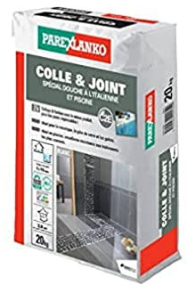 Parexlanko - Colle et joint Spécial douche à l’italienne et piscine - Blanc - 2 en 1 - Collage du carrelage et finition - Joints de 1 à 8 mm - 20kg