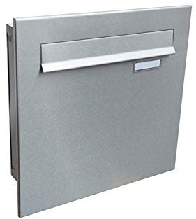 A-04 Edelstahl Design Durchwurfbriefkasten mit Namensschild (Tiefe: 10 cm) - LETTERBOX24.de