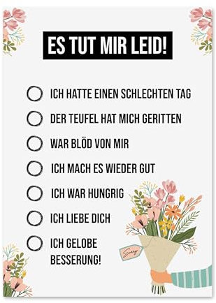 Nastami Postkarte Spruch Es tut mir leid Entschuldigung Karte Entschuldigungskarte Verzeih mir