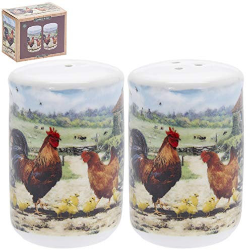 Cockerel & Hen Animal Fine China Salt & Pepper Condiment Seasoning Shaker Set