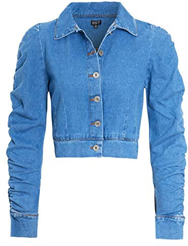SS7 Womens Puff Sleeve Denim Jacket