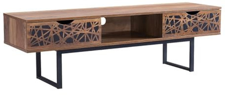 CaliCosy Meuble TV en Bois 2 tiroirs avec Une Niche Anaëlle