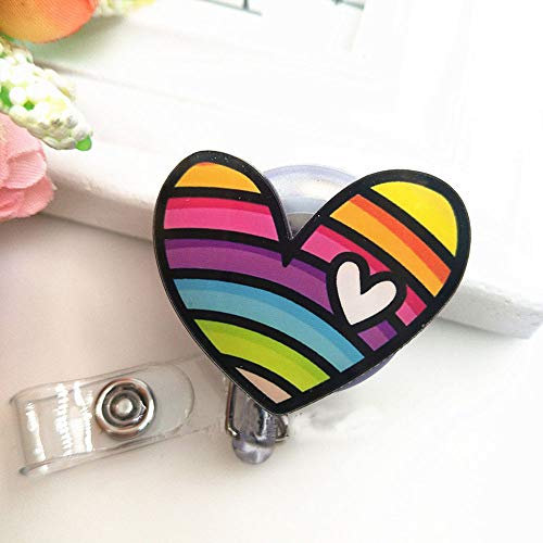 Porta badge identificativo con bobina retrattile, con clip per cintura, per lasciapassare, grazioso e alla moda, portachiavi, per ragazze, infermiere, insegnanti, studenti, confezione da 2, tipo G