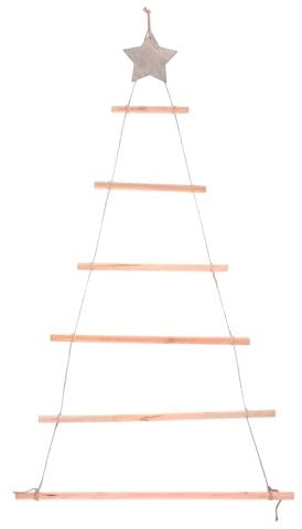 Healifty Holz Weihnachtsbaum Wanddeko Holz Deko Baum mit Stern zum Aufhängen Dekorieren Hängender Weihnachtsdeko Hängedeko Adventskalender Zierschmuck Holzfarbe Weihnachtliche Wanddekoration
