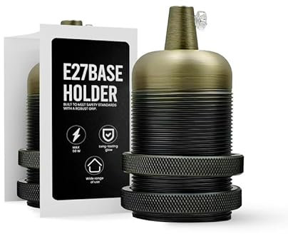 LEDSone Douille d'ampoule vintage rétro en laiton vert industriel Edison E27 douille de lampe pour lampe suspendue DIY lampe murale adaptée pour abat-jour – 1 pièce