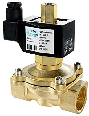 FSA Magnetventil Messing 1 230V AC 0-8 bar Viton stromlos offen