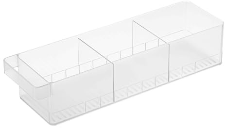 YAMAZAKI 5762 Tower Fridge Organizer with Dividers, White, PS Resin, 11 x 37.5 x 8.2 cm