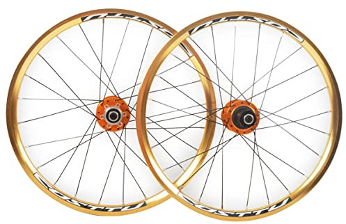 HSQMA Mountainbike Scheibenbremsen Laufradsatz 20 Zoll 406mm BMX MTB Fahrrad Schnellspanner Laufrads Felge 24 Loch Nabe Für 7/8/9/10/11 Geschwindigkeit Kassette (Color : 406 Gold)
