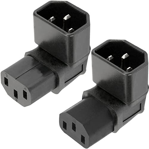 Xiatiaosann IEC Male C14 to C13 Female 90 Degree Down UP Right Angled Power Extension Adapter for PDU & UPS, 3 Pin 250V 10A IEC320 Connector