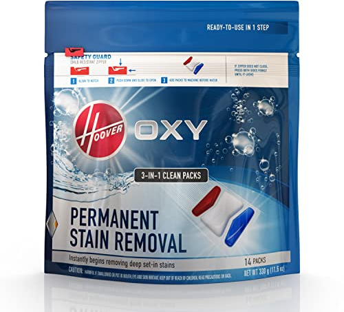Hoover Oxy Permanent Stain Removal Carpet Cleaner Solution Clean Packs, AH37002, White