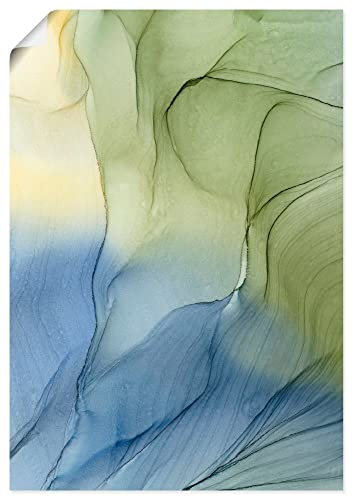 ARTLAND Wanddeko Poster & Kunstdrucke Wandposter 70x100 cm Hochformat Strand Modern Abstrakt Meer Sand Wasser Tinte Farben Natur U4LG