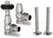 UK Radiators Chrome Thermostatic Radiator Valves and Angled Lockshield Valve - Polished Chrome Finish - Traditional Design 1/2 x 15mm Wooden Head Radiator Valves with 130mm Pipe Sleeves