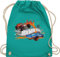 Turnbeutel Rucksack - Hot Wheels Tasche - 8-Bit Logo - Unisize - Türkis - turn beutel bag beuteltasche sporttasche umhängebeutel stoff uni baumwolle einfarbig kinder turnen baumwoll sport gym