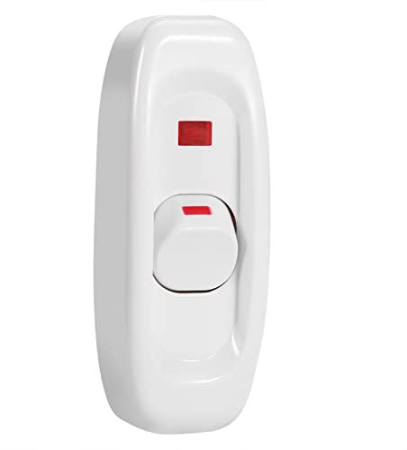 Hyuduo Lichtschalter, ON Off Schalter, AC 250V 10A Inline ON Off Tisch Schreibtischlampe Kabelschalter mit LED Kontrollleuchte für Spiegel, Steckdosen & Zubehör (Weiß)