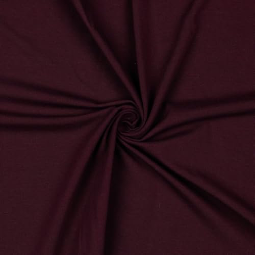 VmG-Store Jersey Stoff UNI Meterware 75 Farben zum Nähen Baumwolljersey Nähstoff Kinderstoff 150 cm breit (056 I Aubergine)