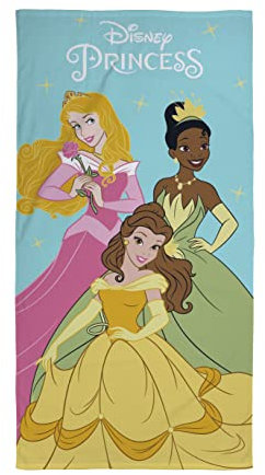 Character World Offizielles Disney-Prinzessinnen-Handtuch, superweiches Gefühl, Charm-Design, perfekt für Zuhause, Bad, Strand und Schwimmbad, Einheitsgröße, 140 cm x 70 cm