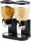 Livhome Double Cereal Dispenser Dry Food Classic Plastic Canister Control Storage Container Machine for Home & Kitchen, Great for Cornflakes, Candy, Nuts, Beans, Granola (Black)