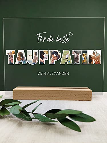 Patentante Geschenk Acryltafel Foto Geschenk - Personalisierte Geschenk, Familien Geschenk, persönliches Geschenk, Fotoalbum aus Glas, Fotogeschenke, Eigenes Foto, Patentante, Taufpatin Geschenk