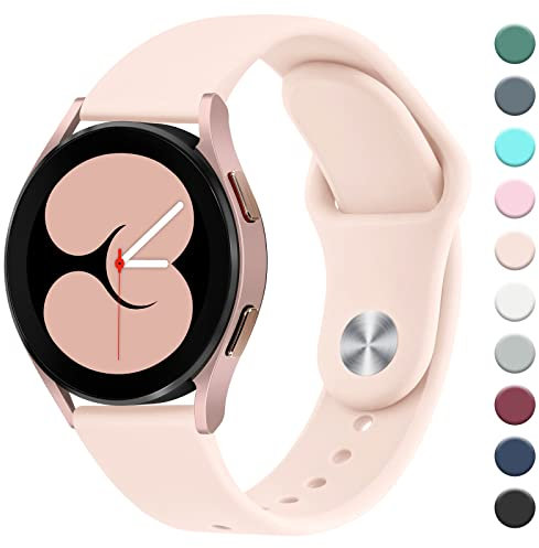Amzpas Strap for Samsung Galaxy Watch 7/6/5/4/FE Strap 40mm 44mm,Galaxy Watch 6 Classic Strap 47mm 43mm/Galaxy Watch 4 Classic Strap 42mm 46mm,Adjustable Silicone Replacement Band (Pink sand)