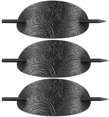 3pcs Leather Hair Barrette Ponytail Holder Pin Oval Shape Hair Pins Hairpin Pieces with Stick Hair Accessories for Women Girls