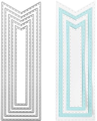 Stanzenshop Stanzschablone Fünf lange Wimpel, Fahne, Abzeichen, Banner, Stanzformen, Schablonen, Scrapbooking, Kartenherstellung, DIY, Prägeschablonen